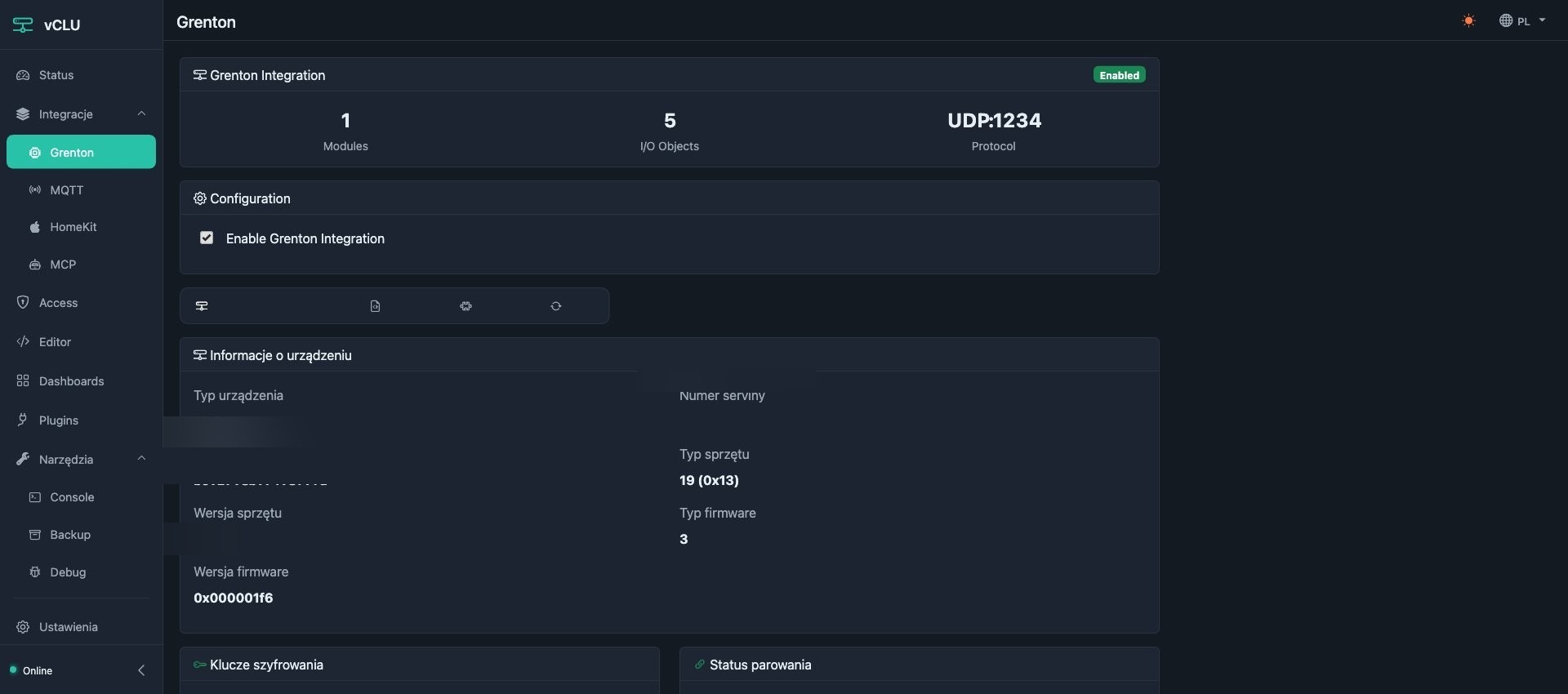 vclu grenton integration